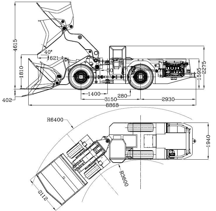 RL-3 Load-Haul-Dump Machine Drawing Sheet 1